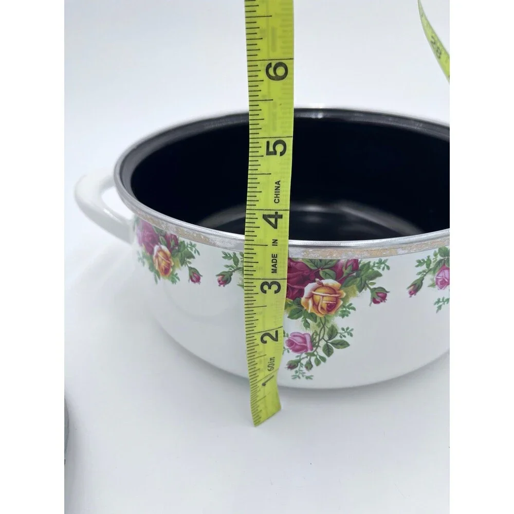 Vintage Royal Albert Old Country Roses Enamel Lidded Casserole Pot Germany Prinz
